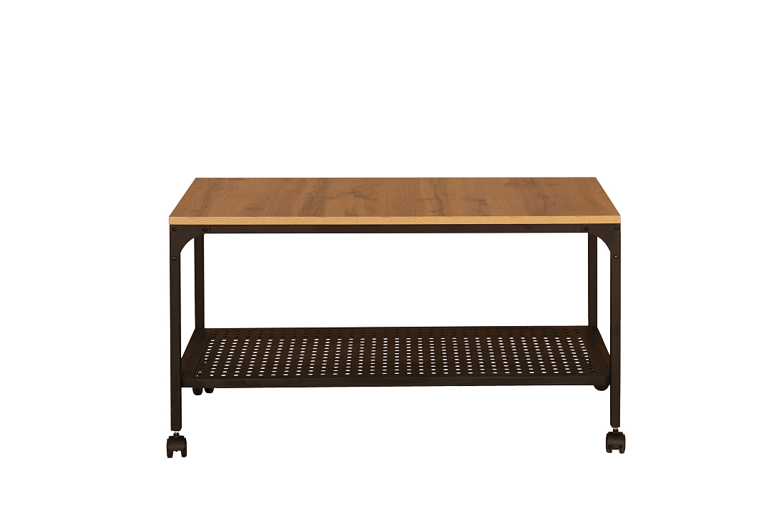 Стол журнальный 42.39 Люмен дуб золотой/металл черный